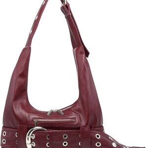 Vegan Leather Hobo Bag with Zipper Closure Medium Slouchy Tote for Women